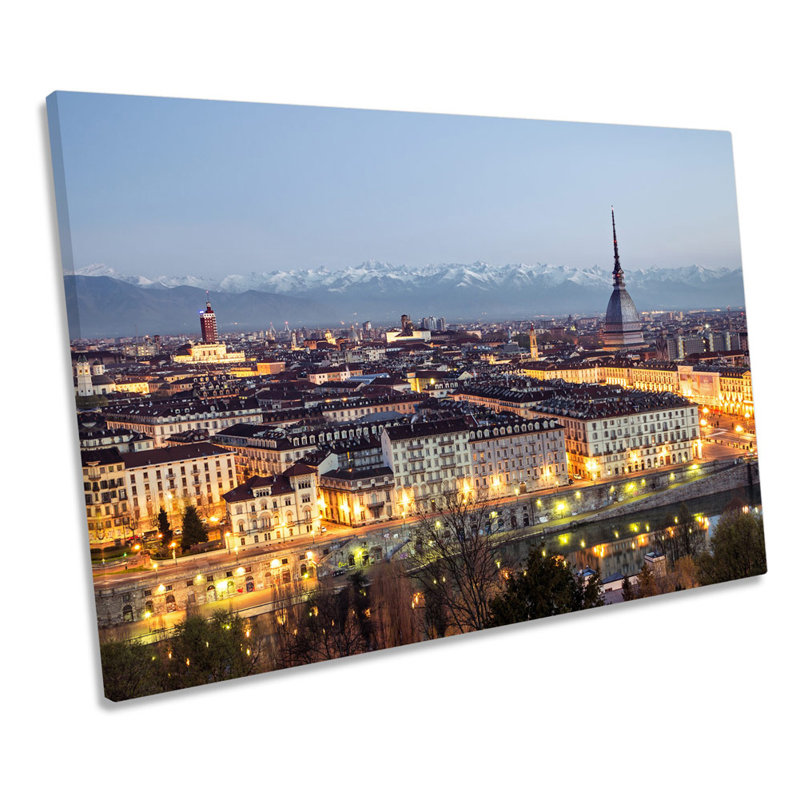 Turin Italy City Skyline - Wrapped Canvas Print, 61cm H x 91.4cm W x 4cm D