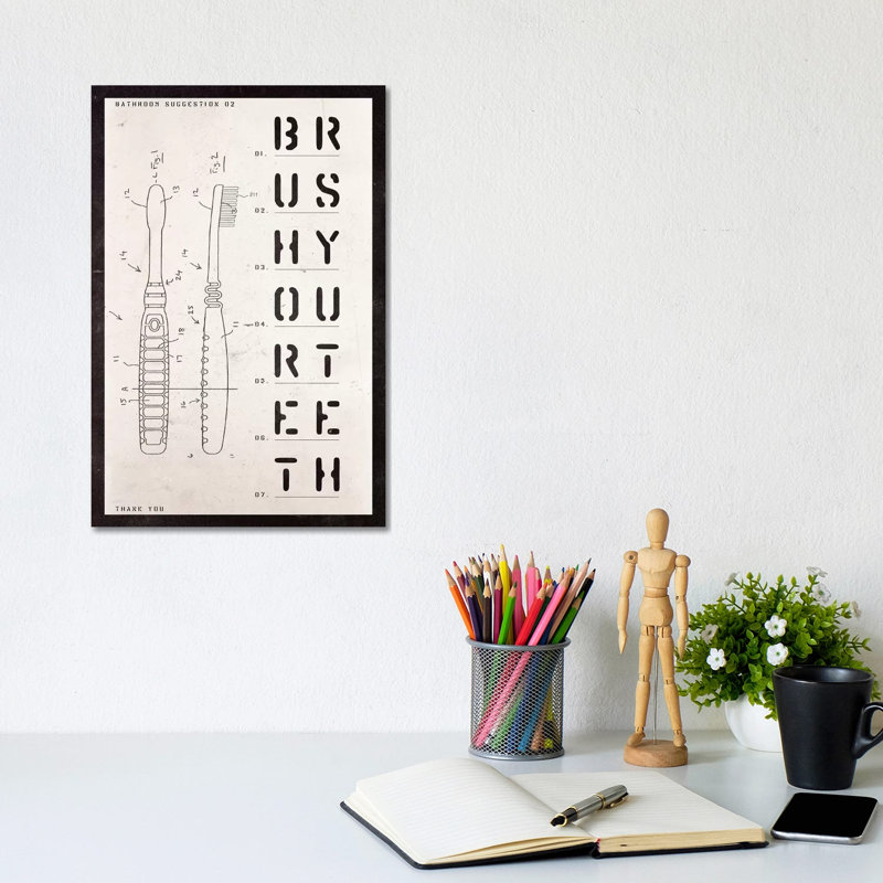 Toothbrush Patent Print - Wrapped Canvas Print, 101.6 cm H x 66.04 cm W x 1.91 cm D