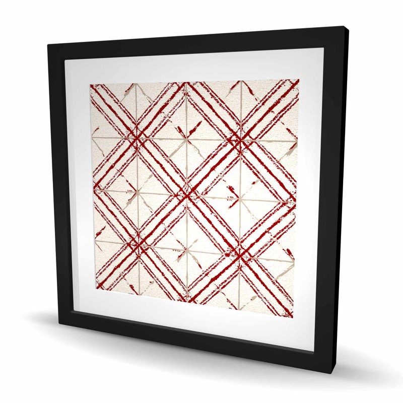 Motif de lignes rouges | Imprimé mat bleu encadré pour la décoration intérieure