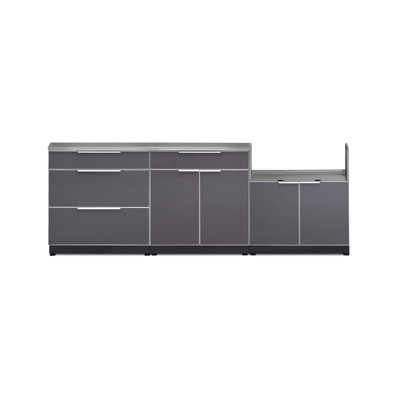 Outdoor Kitchen 97" W x 24" D Free Standing 4-Piece Modular Cabinet Set in Slate Gray