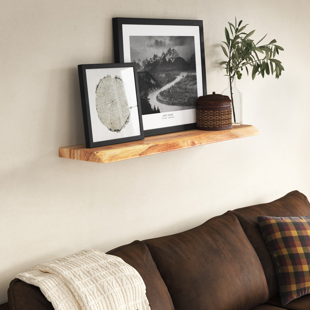 Belleville Acacia Solid Wood Floating Shelf with Live Edge