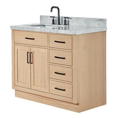 Tidworth 42'' Solid Wood Single Bathroom Vanity with 1.5'' Carrara Marble Top
