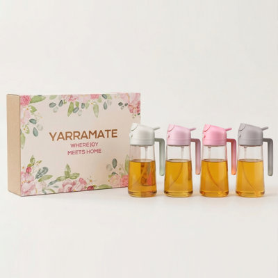  Ensemble de 4 vaporisateurs à huile en verre transparent avec boîte-cadeau rose, 16 oz