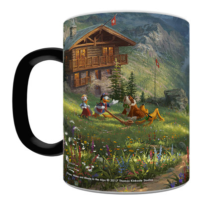 Disney Mickey et Minnie, Alpes Suisses, Thomas Kinkade, sensibles à la chaleur, tasses Morphing-changement de verres