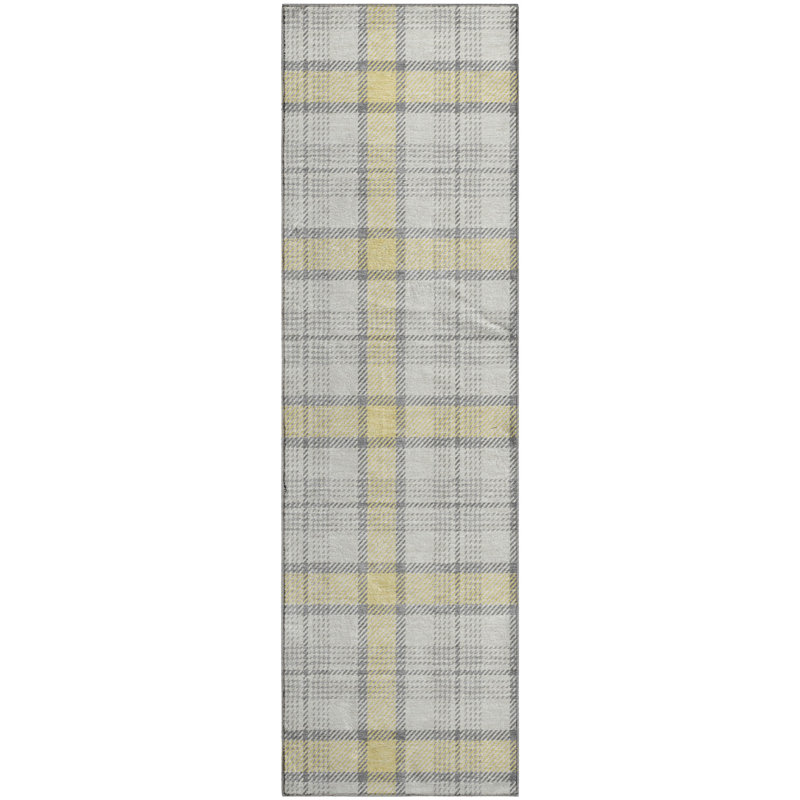 Premium Machine Washable Corum AMF1052 Plaid Rug, Runner 2'3" x 7'6"