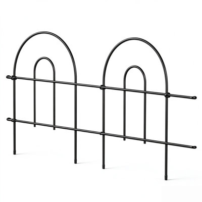 Panneaux de clôture décoratifs en métal antirouille L 50 pi x H 18 po avec bordure en acier noir enduit pour pelouse de patio 31 (paquet)