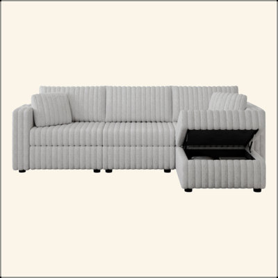 Canapé 106,3 po pour 3 personnes. Assorti au repose-pieds de 30,7 po avec relevage hydraulique. Confortable et élégant. Pour la chambre à coucher et le salon. Gris clair. Mobilier moderne. Conception modulaire.
