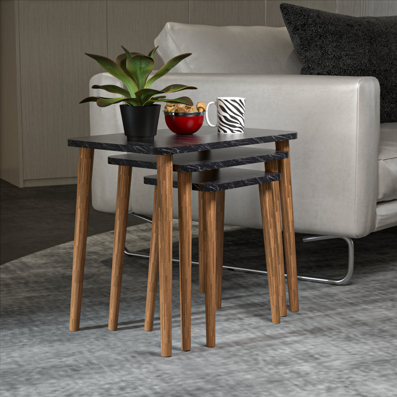 Nyda Nesting Tables, Black Marble
