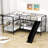 Alfortville Twin Over Twin Metal L-Shaped Bunk Beds with Slide-1387287974