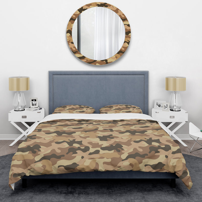 Camouflage brun tendance - ensemble de housse de couette abstrait - microfibre de polyester