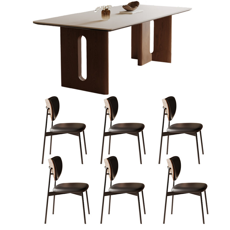 Durable Rock Plate Dining Table Sets., 29.53"H x 62.99"L x 31.5"W