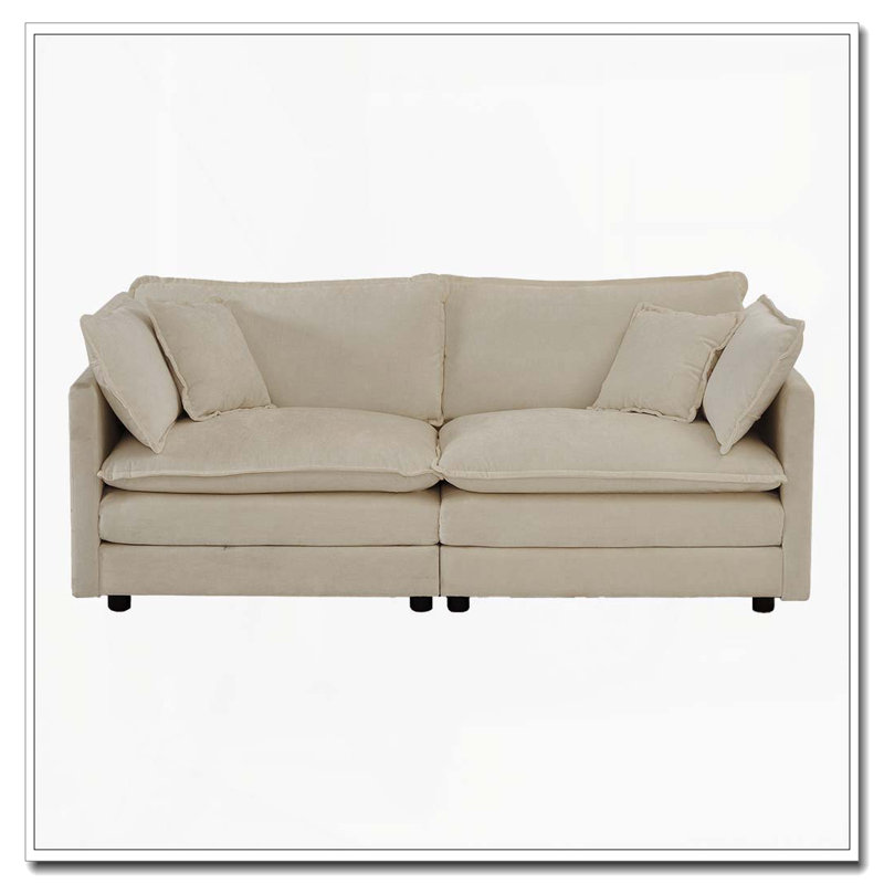 Canapé moderne en tissu pour salon, siège profond rembourré de grande taille, Café léger + 2 sièges + 2 chaises