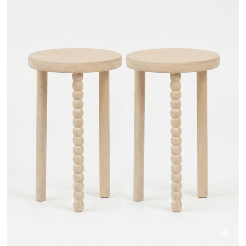 Table d'appoint Caspar, Blanc délavé