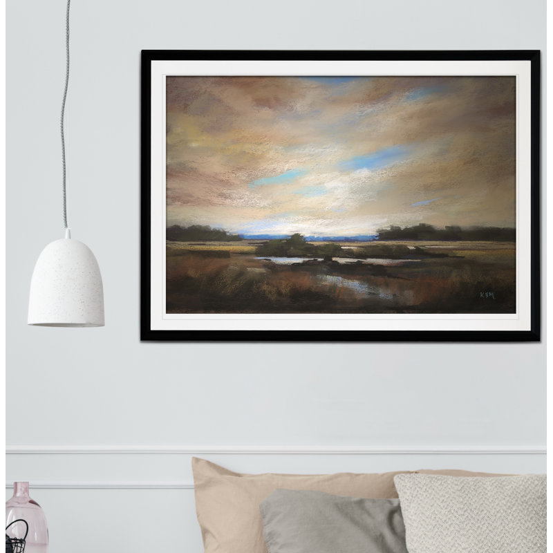 « pré coucher de soleil », reproduction de peinture à l’acrylique encadrée, Noir, H 20 po x l 24 po x P 1,5 po