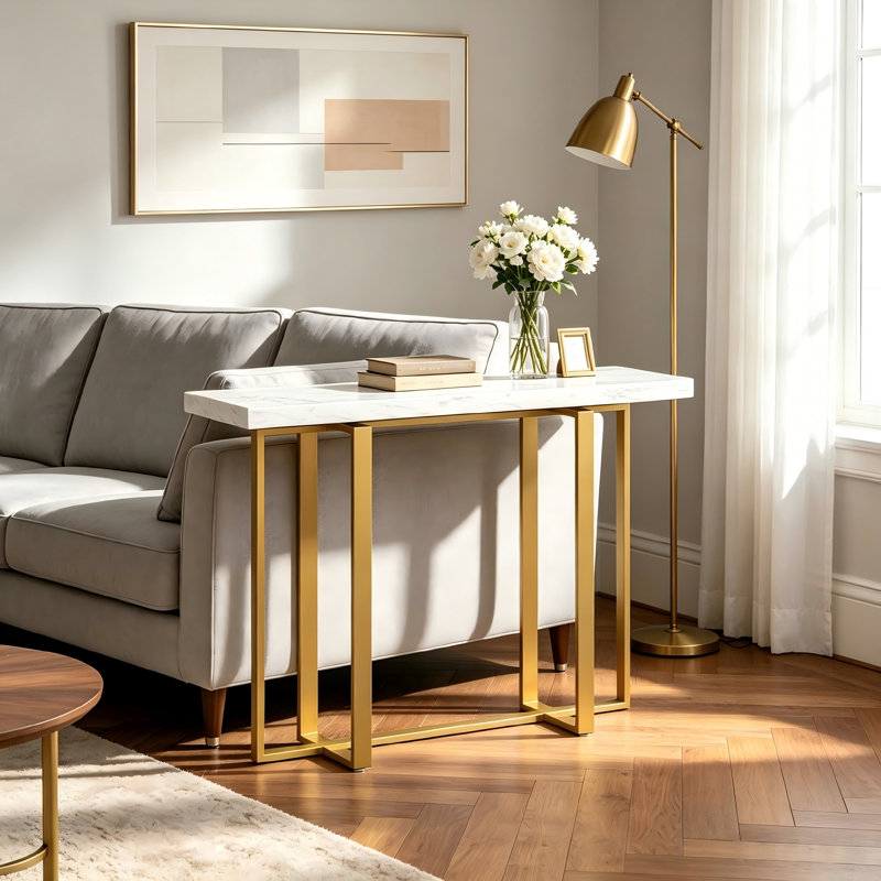 100 cm W Faux Marble Top Console Table