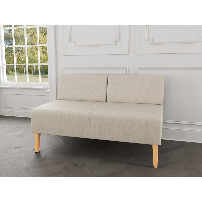 Causeuse sans accoudoirs Luxe Lounge, Plot Line neutre, Bois naturel