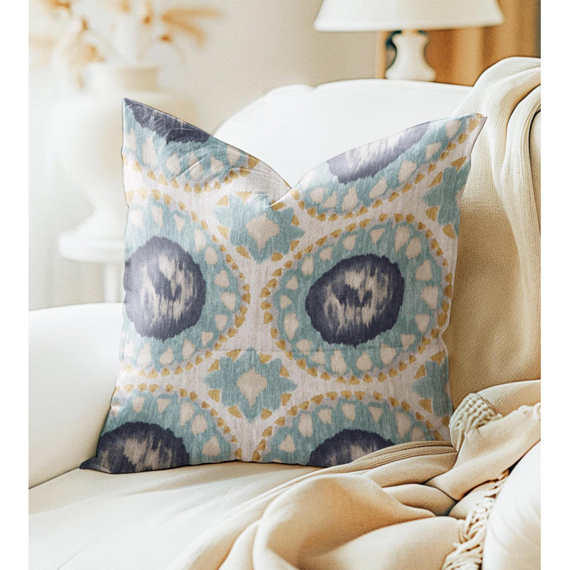 Housse de coussin médaillon turquoise, Carré 17 po