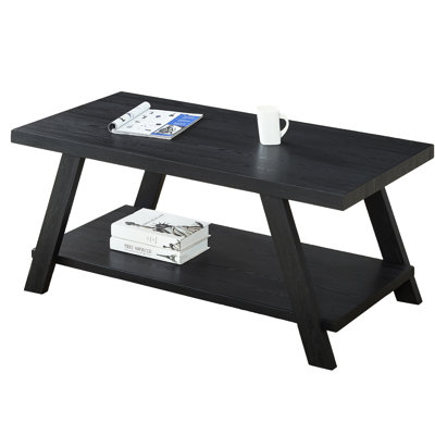 Black Finish Coffee Table With Shelf - Modern Wood Creation Option Concept