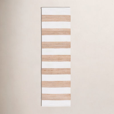 Hand-Woven Striped Jute Wool Rug
