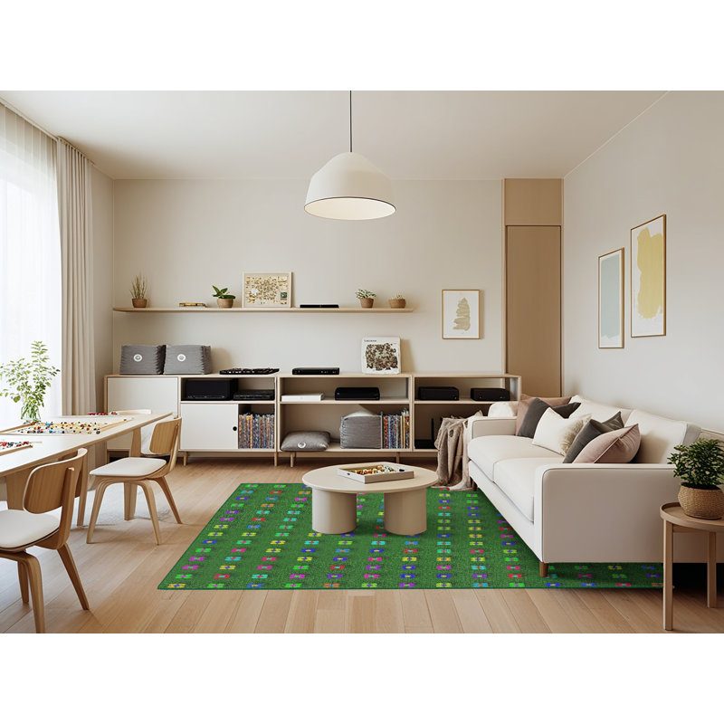 Tapis vert tissé à la machine, Rectangle 7 pi x 9 pi