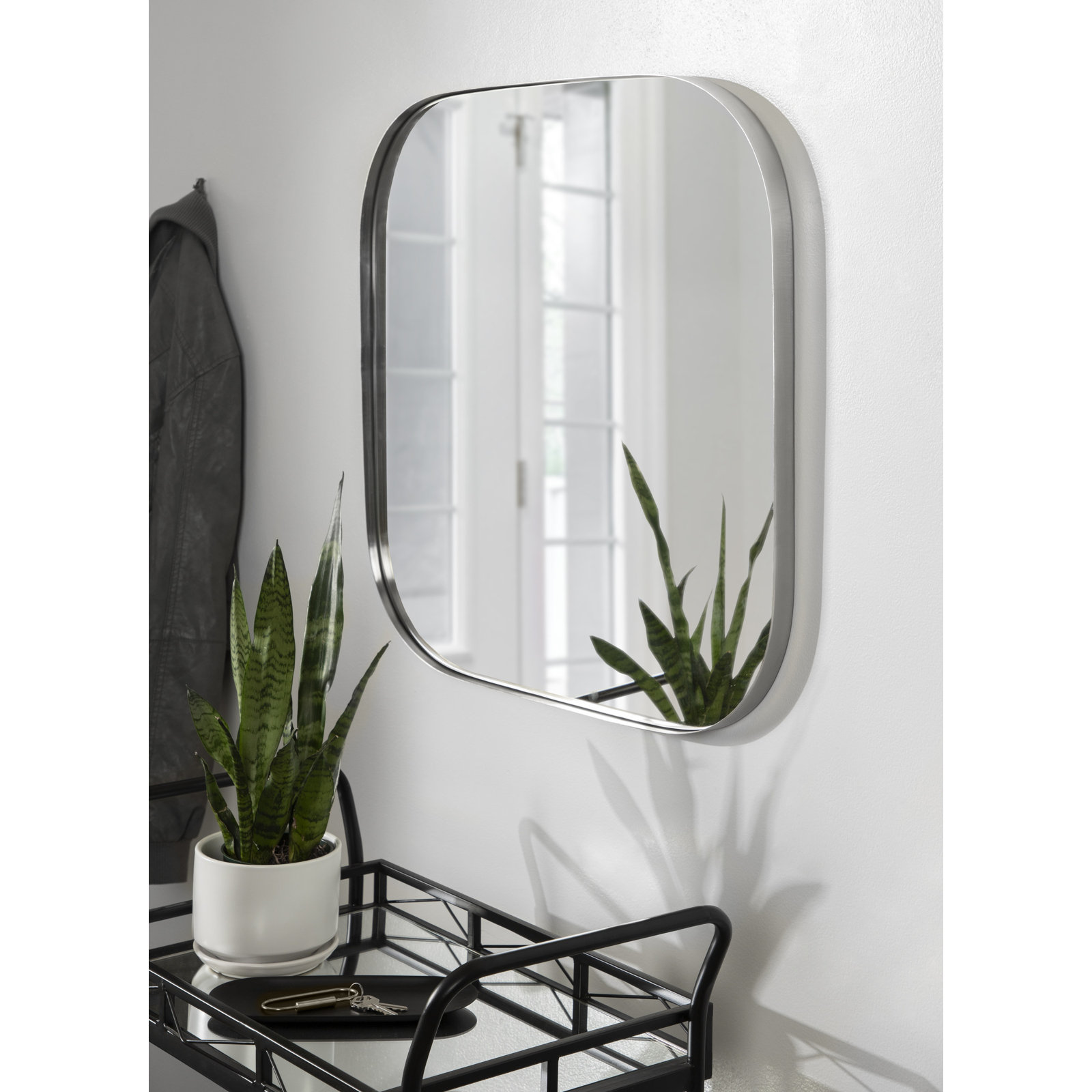 Slade Metal Flat Mirror, 24" x 24", Silver