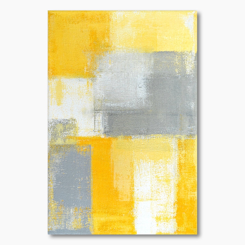 «Gray Meets Yellow Abstract Art», reproduction d'art sur toile, H 36 po x l 24 po x P 1 po, Toile tendue
