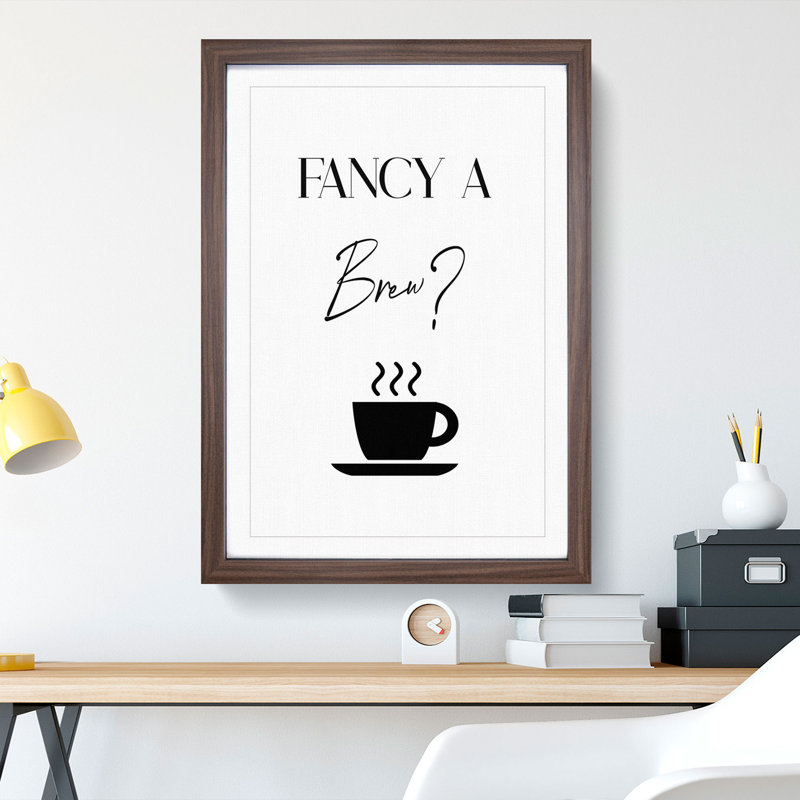 Fancy a Brew - Framed Print, 48cm H x 36cm W x 2cm D, Walnut
