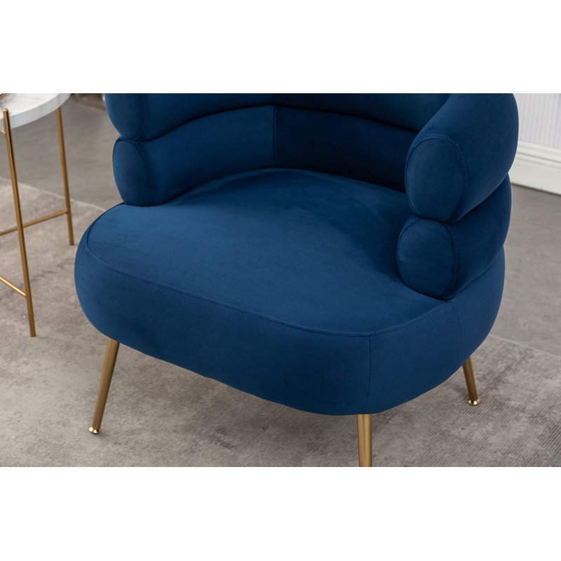 Fauteuil demi-tonneau l 30 po Demetrius, Velours bleu