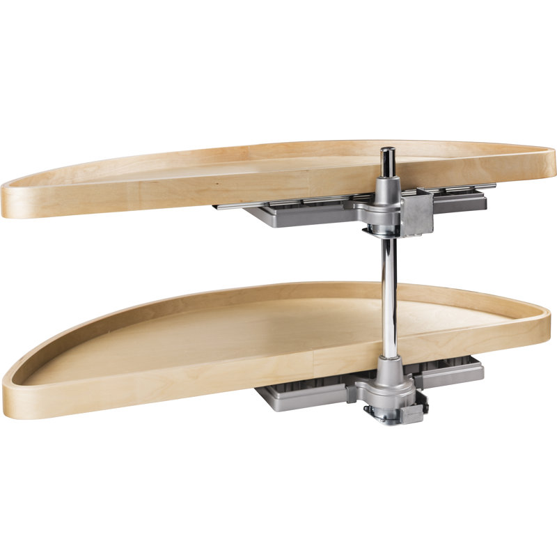 Half-Moon Lazy Susan Set with Wood Trays, 17.3125" H x 37.6875" W x 19.6875" D