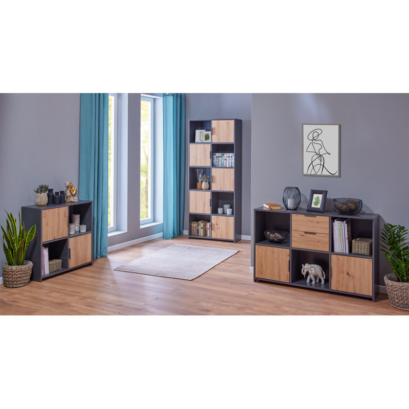 Bookshelf Aksil, Grey/Natural
