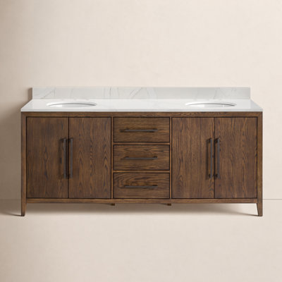 Alsup 72" Oak Double Bathroom Vanity
