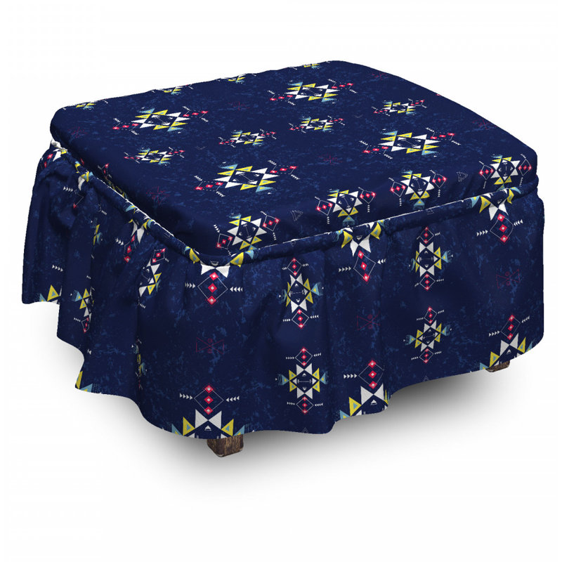 Ensemble de housse pour repose-pieds à coussins carrés pour boîte 2 pièces primitif géométrique