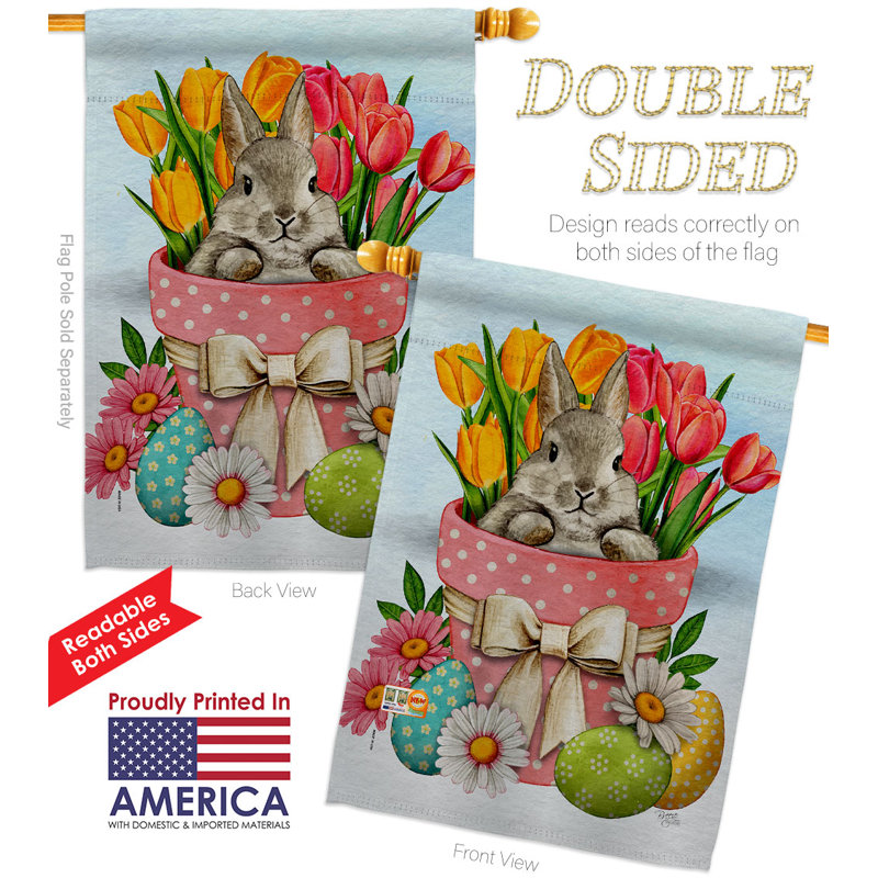 Double Sided 40'' H x 28'' W Polyester Easter House Flag