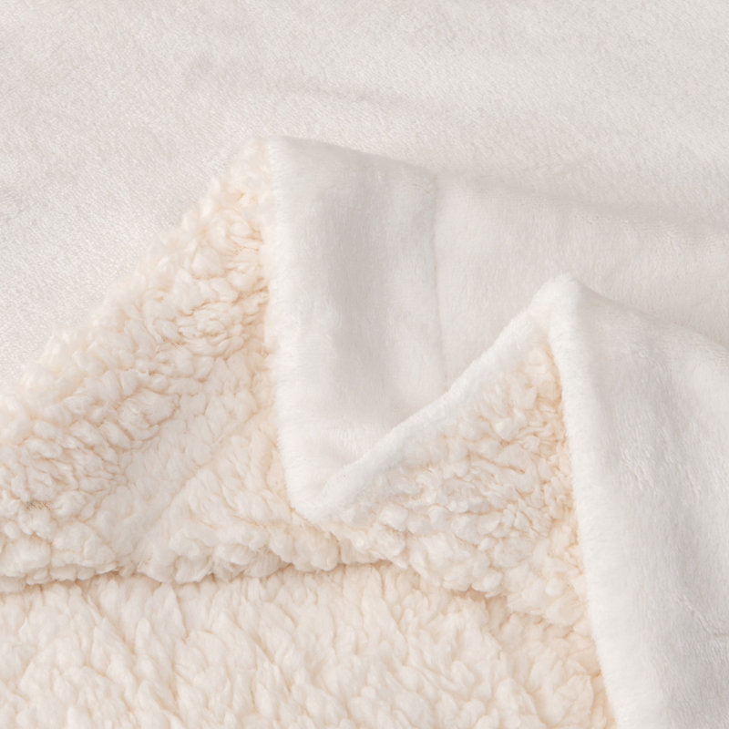 Couverture sherpa ultra douce et moelleuse, Grand, Blanc optique