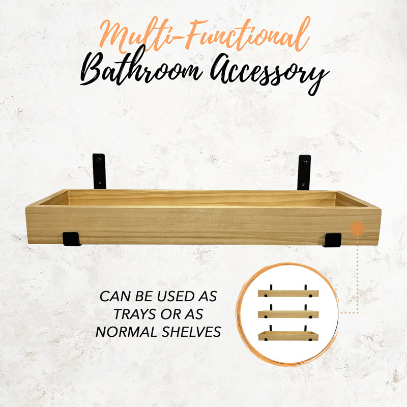 3 tablettes flottantes en bois - à utiliser comme plateaux ou tablettes