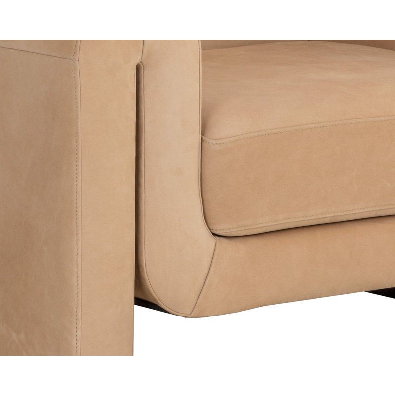 46.75'' Wide Genuine Leather Top Grain Leather Lounge Chair - Brown, Brown Genuine Leather