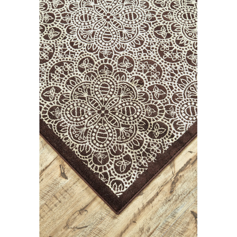Tapis chocolat à motif géométrique Royalston, Rectangle 10 pi x 13 pi 2 po