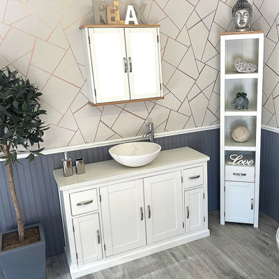 Aranda Solid Beech 1230mm Free-standing Single Vanity Unit