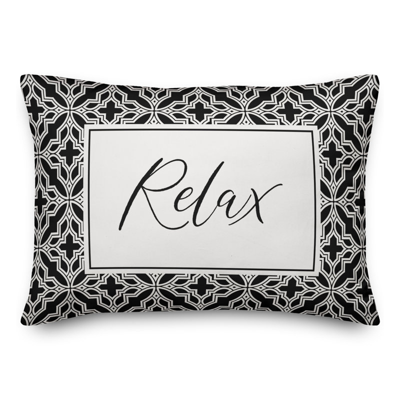  Relax Quatrefoils Outdoor Rectangular Pillow Cover and Insert, Black