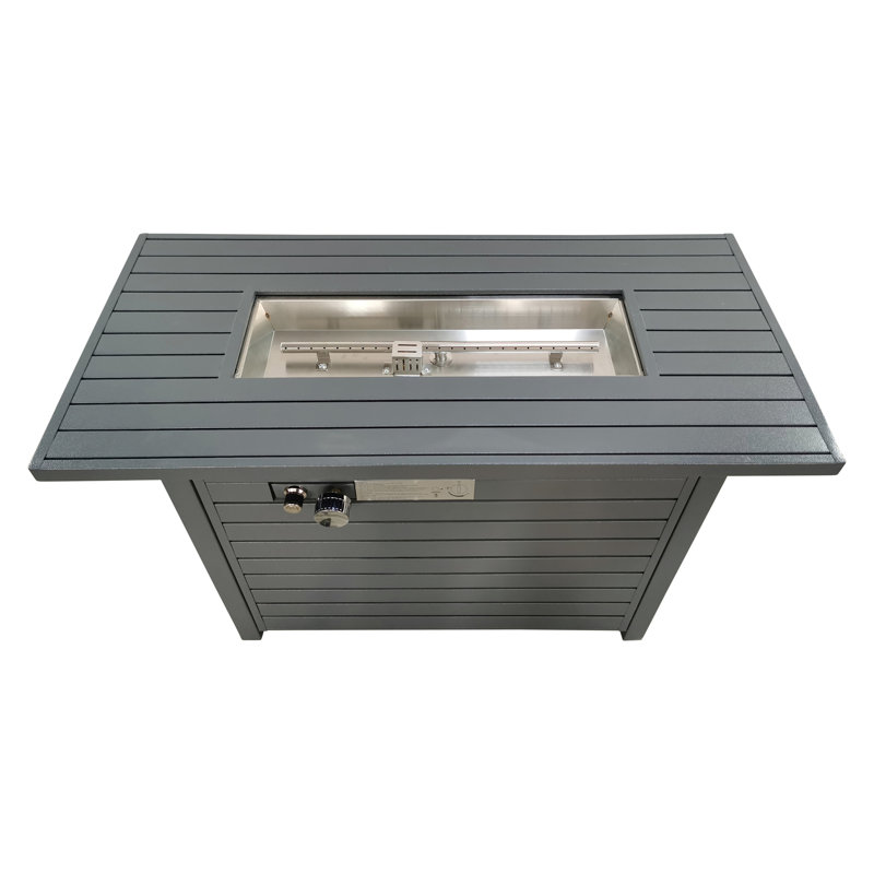 Table de foyer d'extérieur en acier au propane avec couvercle - CM-1124, Blanc naturel délavé
