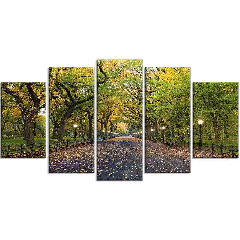 «The Mall Area in Central Park», ensemble de 5 reproductions de photos sur toiles tendues