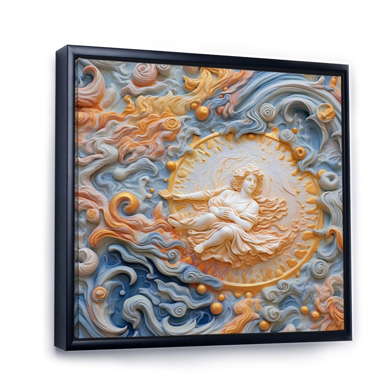 Crème astrologie nébuleuse marbre VI - formes abstraites, impression sur toile, H 16 po x l 16 po x P 1 po