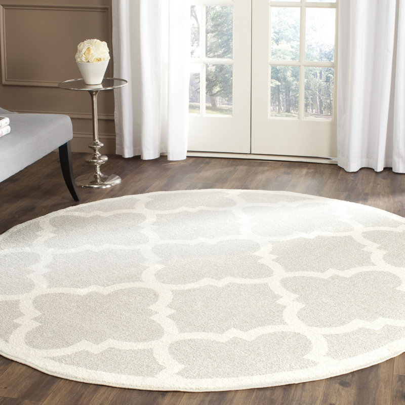 Tapis géométrique gris clair / beige Ammundsen, Rond 5 pi