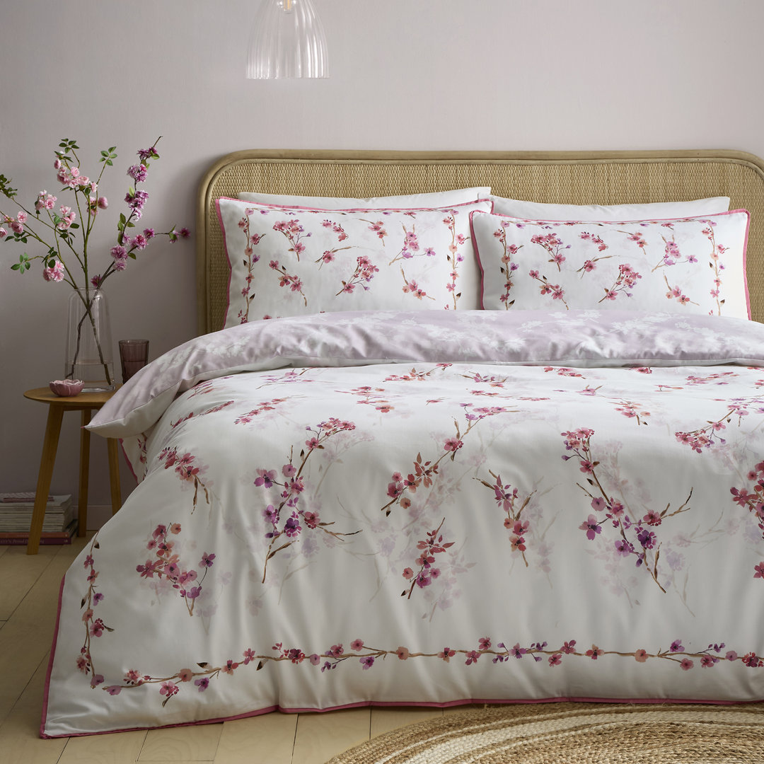AppleTree Blossom Flower Cotton Floral Duvet Cover Set with Pillowcases