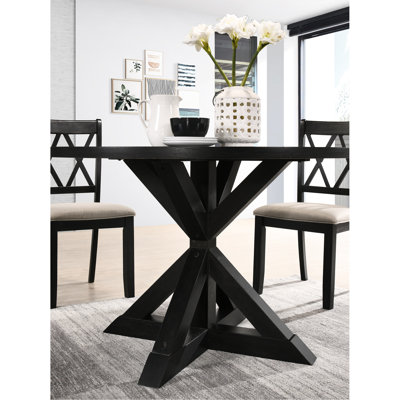 Table de chevet noire croisée - Placages de chêne et bois d'ingénierie H 48 po x P 48 po H 31,5 po