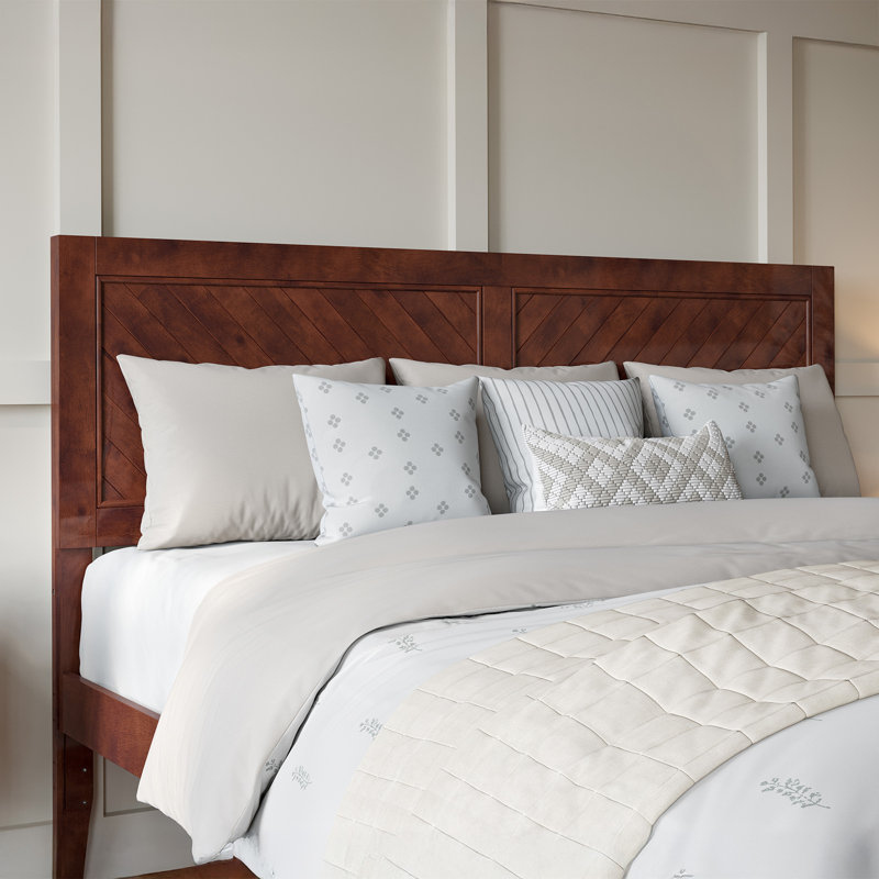  Jeinny Solid Wood Platform Bed with Matching Footboard, Walnut, King