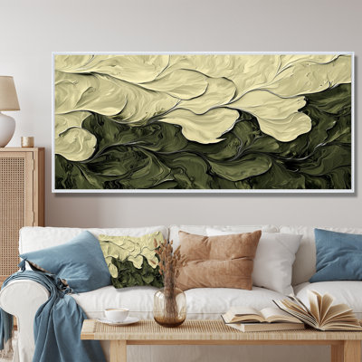 Jacovian abstrait crème vert pétale danse I - art mural abstrait