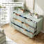 Commode verte à 6 tiroirs - moderne, poignées dorées, grands tiroirs, couloir
