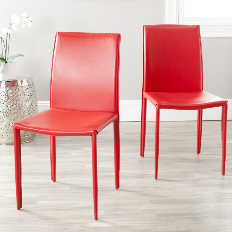 Chaise parsons rembourrée Dous, Rouge 1