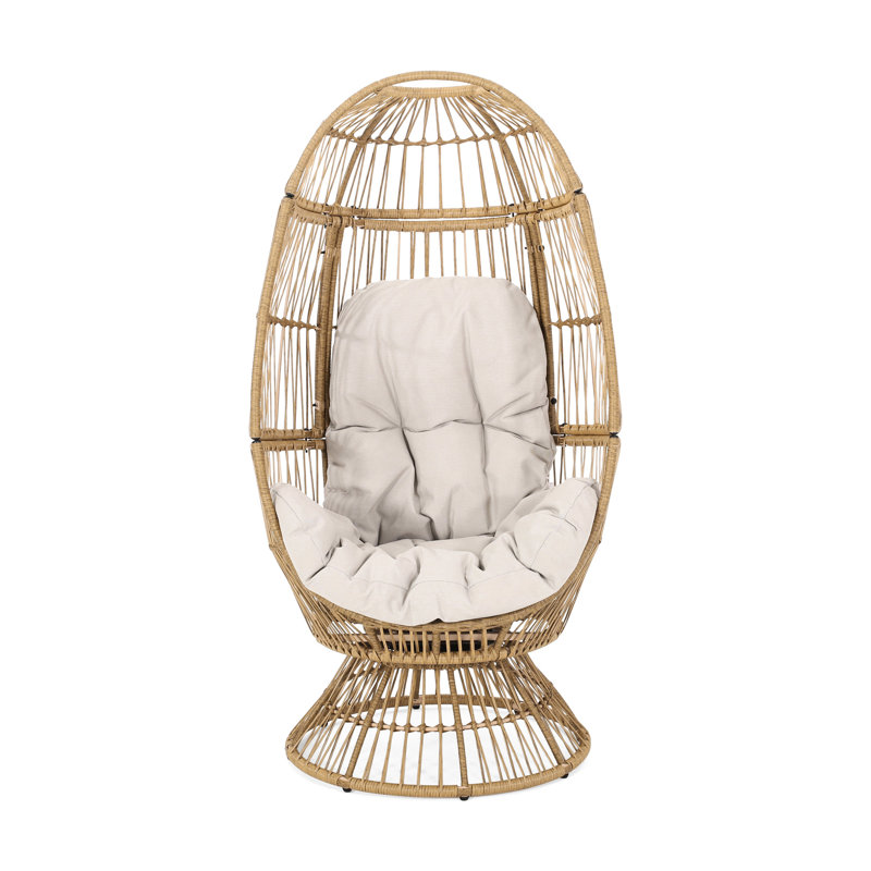 Fauteuil pivotant avec coussin brun. Pour plus de confort. Construire. Eau - Revêtement. P 27,97 po x l 30,54 po. H 59,61 po. Détails faits à la main. Forme d'assemblage de panier confortable requise. Rembourrage.